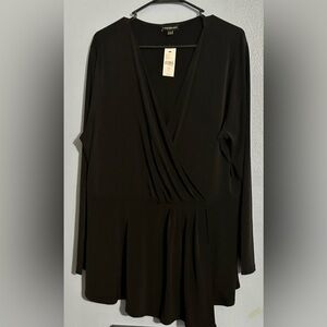 Lane Bryant black crossover knit and long sleeve top
